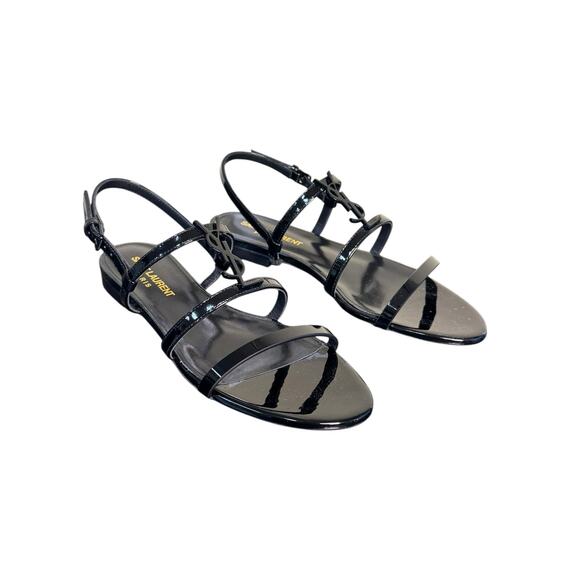 Saint Laurent NIB Cassandra Flat Sandal in Black Size 35.5 - Picture 7 of 11